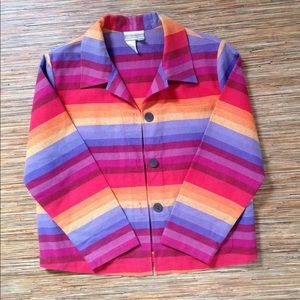 2X HP! Coldwater Creek Jacket Size PM Multicolor Rainbow Stripes Linen & Cotton